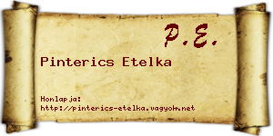Pinterics Etelka névjegykártya